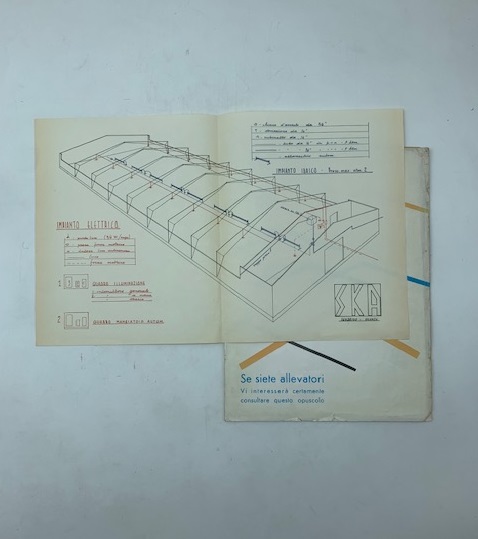 Ska. Costruzioni avicole (Pieghevole pubblicitario con grande tavola illustrata del Capannone avicolo)